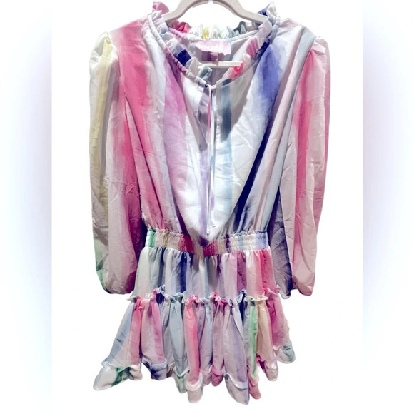 Sincerely Ours Pastel Watercolor Tiered Mini Dress XS from Revolve - Picture 5 of 10